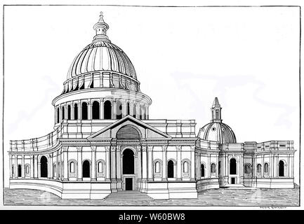 Le modèle original de Sir Christopher Wren pour la cathédrale Saint-Paul. Par Arthur Robertson. La cathédrale St Paul, Londres, est une cathédrale anglicane, siège de l'évêque de Londres et de l'église mère du diocèse de Londres. La cathédrale actuelle, datant de la fin du XVIIe siècle, a été conçue dans le style baroque anglais par Sir Christopher Wren. Banque D'Images