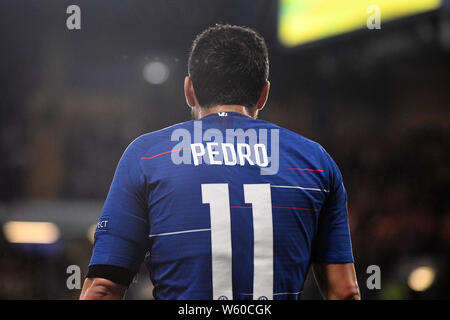 Londres, ANGLETERRE - 4 octobre, 2018 : Pedro Rodriguez Ledesma d'Eliezer de Chelsea en photo au cours de l'UEFA Europa League 2018/19 Group L match entre Chelsea FC (Angleterre) et de MOL (Hongrie) FC Vidi à Stamford Bridge. Banque D'Images