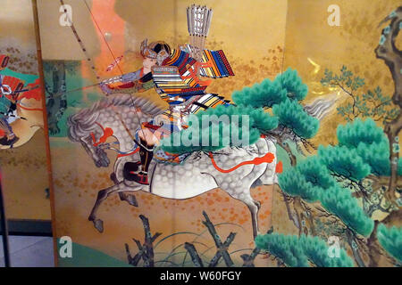 AMSTERDAM, Pays-Bas - 12 déc 2018 - Japonais guerriers à cheval, Tropen Museum, Amsterdam, Pays-Bas Banque D'Images