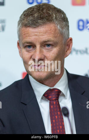 Ole Gunnar Solskjaer de Manchester United entraîneur suit conférence de presse après le match entre Kristiansund BK et Manchester United à St Ullevaal Banque D'Images