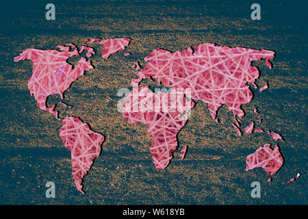 Carte du monde décrit environ avec fond blanc Banque D'Images