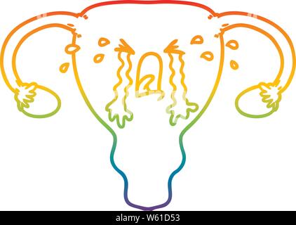 La ligne de gradient dessin d'une caricature utérus pleurer Illustration de Vecteur