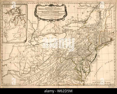 Guerre d'Indépendance américaine, 1750-1786 033 cartes Une carte générale du milieu les colonies britanniques d'Amérique latine 03 reconstruire et réparer Banque D'Images