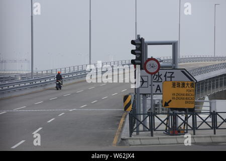 Vue sur la mer de pont, le pont Hong Kong-Zhuhai-Macao en Chine du Sud, 24 octobre 2018. Le pont Hong Kong-Zhuhai-Macao, Banque D'Images