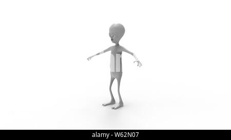 Le rendu 3D d'un modèle informatique alien isolé en fond studio blanc Banque D'Images