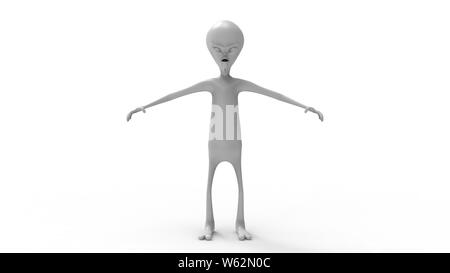 Le rendu 3D d'un modèle informatique alien isolé en fond studio blanc Banque D'Images
