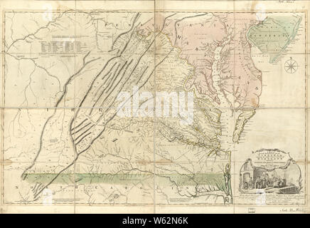 Guerre d'Indépendance américaine, 1750-1786 102 cartes Une carte des plus partie habitée de Virginie contenant la totalité de la province du Maryland avec partie de reconstruire et réparer Banque D'Images