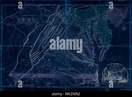 Guerre d'Indépendance américaine, 1750-1786 104 cartes Une carte des plus partie habitée de Virginie contenant la totalité de la province du Maryland avec une partie de la réparation et reconstruction inversé Banque D'Images