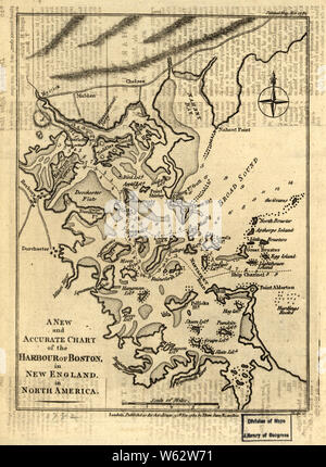 L'ère de la guerre d'Indépendance américaine 138 Cartes 1750-1786 une nouvelle et précise de la carte port de Boston en Nouvelle Angleterre en Amérique du Nord à reconstruire et réparer Banque D'Images