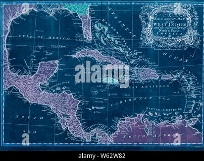 Guerre d'Indépendance américaine, 1750-1786 138 Cartes & une nouvelle carte précise des Antilles et les pièces adjacentes de l'Amérique du Nord & Amérique du Sud et de réparation reconstruction inversé Banque D'Images