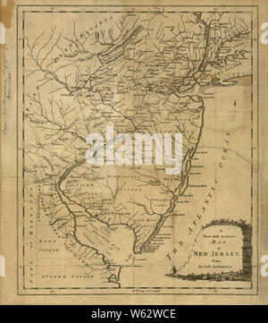 Guerre d'Indépendance américaine, 1750-1786 141 cartes et une nouvelle carte précise du New Jersey à partir de la meilleure réparation et reconstruction d'autorités Banque D'Images