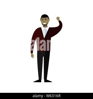 Businessman sourit. Un arabe avec une barbe. Vector illustration. Modèle plat. Illustration de Vecteur