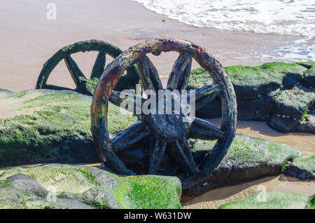 Roues de chariot sur rail de rouille Windang Island Banque D'Images