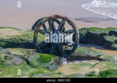 Roues de chariot sur rail de rouille Windang Island Banque D'Images