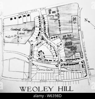 Plan d'Weoley Hill, Bournville Village Banque D'Images