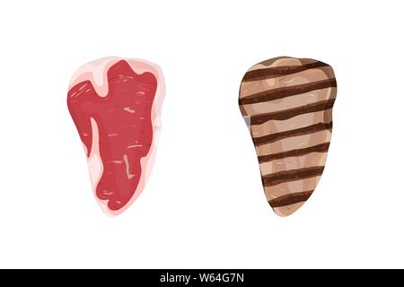 Un morceau de viande. Fresh et steak grillé. Vector illustration. Illustration de Vecteur