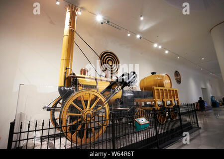 Modèle de stephensons rocket dans le musée des sciences et de l'industrie de Chicago IL États-unis Banque D'Images