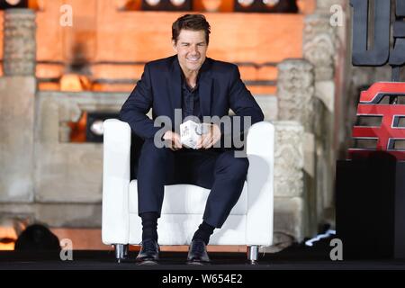 Acteur et producteur Tom Cruise Chine assiste à la première du film "Mission : Impossible - Fallout" à Beijing, Chine, 29 août 2018. Banque D'Images