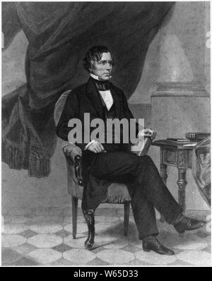 Franklin Pierce. Pleine longueur, assis. Copie de gravure ; notes générales : Utilisez le numéro de la liste des 26 présidents lors de la commande d'une reproduction ou demande d'informations sur cette image. Banque D'Images