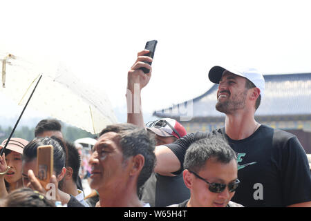 Star de la NBA Kevin Love des Cleveland Cavaliers visite le Temple du Ciel, Tiantan, également connu sous le nom de Beijing, Chine, 10 août 2018. Banque D'Images