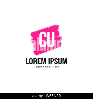 Logo CU initiale modèle avec cadre moderne. Lettre CU minimaliste design logo vector illustration Illustration de Vecteur