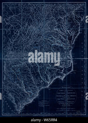 Développement de la guerre froide 1750-1786 Cartes 930 Les marches de Lord Cornwallis dans les provinces du Sud maintenant les États de l'Amérique du Nord comprenant la réparation et reconstruction inversé deux Banque D'Images