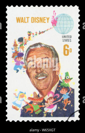 États-unis D'AMÉRIQUE - circa 1968 : un timbre-poste utilisé depuis les Etats-Unis, représentant une image de l'animateur américain. Banque D'Images