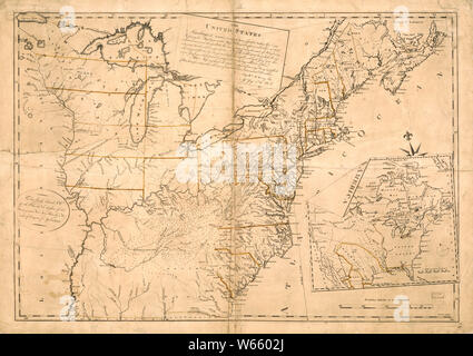 Guerre d'Indépendance américaine, 1750-1786 944 cartes aux États-Unis selon le traité de paix signé à Paris Sept 1783 3d reconstruire et réparer Banque D'Images