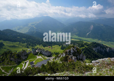 De Pointe (1838 m) du mont Wendelstein, juillet, Bavière, Allemagne Banque D'Images