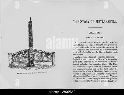 Henry S. Wellcome, l'histoire de Metlakahtla, 4e. éd., Londres et New York, 1887. Frontispice et première page. Banque D'Images