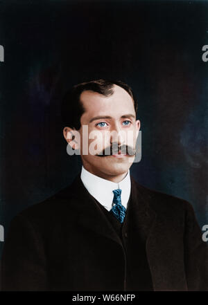 Portrait d'Orville Wright (1871 - 1948), photographie colorisée. Banque D'Images