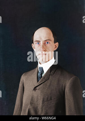 Portrait de Wilbur Wright (1867- 1912), photographie colorisée. Banque D'Images