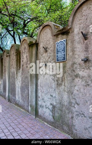 Fragment du mur du ghetto de Cracovie, Pologne Banque D'Images