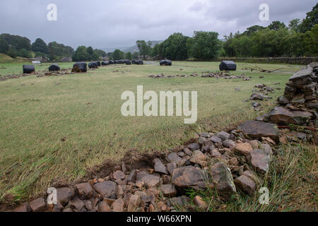 Swaledale, Yorkshire, Angleterre. Jul 31, 2019. Flash flood à Reeth et Fremington, Swaledale dans le Yorkshire Dales National Park a causé de graves dégâts et un plein mois de pluie sont tombés en moins de 4 heures, balayant les voitures et l'inondation des maisons dans la région. Credit : Wayne HUTCHINSON/Alamy Live News Banque D'Images