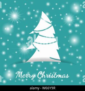 Vector illustration. Carte de voeux de Noël dans un style minimaliste et télévision. Arbre de Noël blanc papier caché dans la fente Illustration de Vecteur