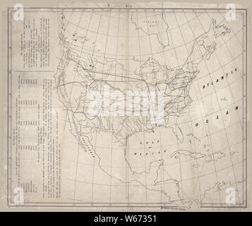 0012 Railroad Cartes Carte sans titre montrant le passage à Santa Fe et San Diego l'itinéraire par le col sud et à San Francisco et ''la Puget Sound '' des correspondances et à l'est du Missis Banque D'Images
