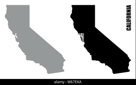 Californie cartes silhouette isolé sur fond blanc Illustration de Vecteur