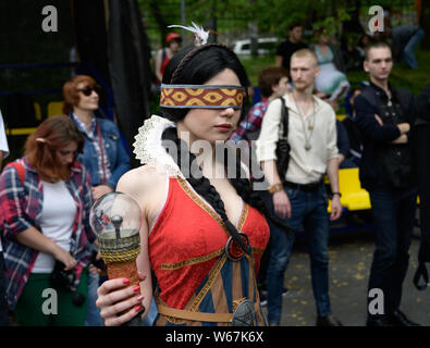 VLADIVOSTOK, Russie - le 20 juillet 2019 : Festival sur le jeu et une série de livres série Witcher. Banque D'Images