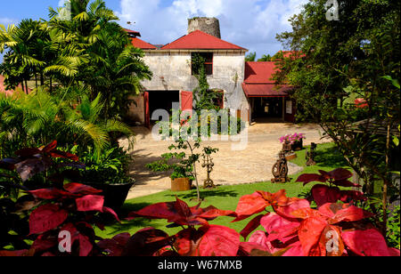 À partir de détails le parc et d''à St Nicholas Abbey, une distillerie de rhum artisanal dans la région des hautes de la Barbade, dans les Caraïbes Banque D'Images