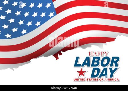 Heureux du travail la journée d'arrière-plan avec la typographie et les USA flag. États-unis d'Amérique fête nationale concept design. Vector illustration. Illustration de Vecteur