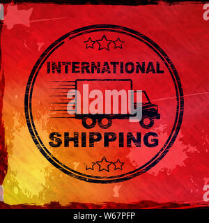 L'expédition internationale concept icône signifie que la livraison par courrier électronique à l'étranger. Logistique rapide par avion - 3d illustration Banque D'Images