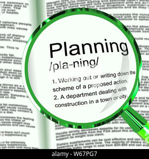 Concept de planification icône signifie que la préparation et l'organisation d'un projet. Plan d'arrangements ou les objectifs stratégiques - 3d illustration Banque D'Images