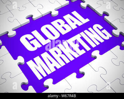 Concept de marketing mondial icône signifie que la publicité et la distribution internationale. Dans le monde de la vente au détail et de vente - 3d illustration Banque D'Images