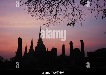 Wat Phra Sri Sanphet dans la ville historique d'Ayutthaya, Thaïlande. Banque D'Images