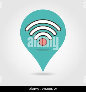 Marqueur de carte avec l'icône signal Wifi, la carte code pin, symbole de position GPS, connexion Wi-Fi au réseau local broche. zone wifi connexion. vector illustration Illustration de Vecteur