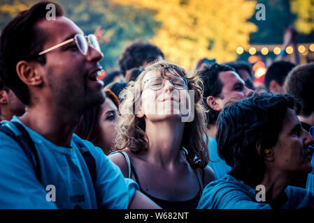 BILBAO, ESPAGNE - 11 juil : la foule lors d'un concert à BBK Live 2019 Music Festival le 11 juillet 2019 à Bilbao, en Espagne. Banque D'Images