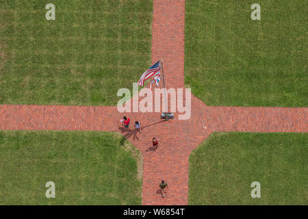 Ponce de Leon Inlet, en Floride. 19 juillet 2019 Vue de dessus des États-Unis et la Floride drapeau en zone phare Banque D'Images