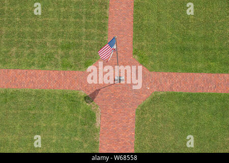 Ponce de Leon Inlet, en Floride. 19 juillet 2019 Vue de dessus des États-Unis et la Floride drapeau en zone phare Banque D'Images