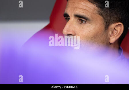 Munich, Allemagne. 31 juillet, 2019. Matches de football : la coupe d'Audi, à l'Allianz Arena, le Bayern Munich : Finale - Tottenham Hotspur. Mauricio Pochettino Entraîneur de Tottenham vient du stade avant le match. Crédit : Sven Hoppe/dpa/Alamy Live News Banque D'Images