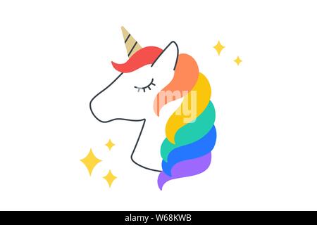 Unicorn. Autocollant amusant. Relations sérieuses in coloré sticker - unicorn tête Illustration de Vecteur